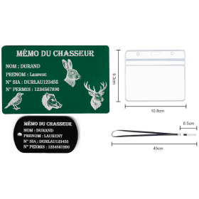 Gravure Laser Mémo tireur sportif (FFT ou FFBT) + Porté clé TAG
