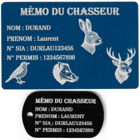 Gravure Laser Mémo tireur sportif (FFT ou FFBT) + Porté clé TAG