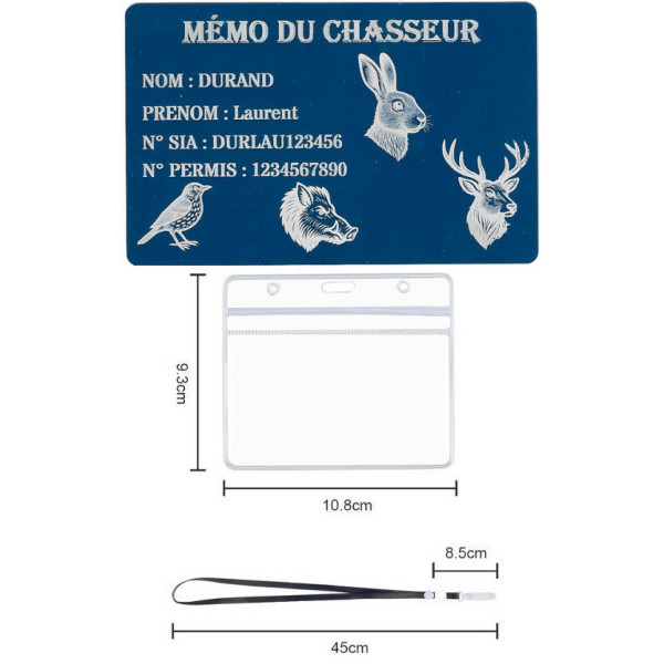 Mémo tireur sportif FFT ou FFBT en aluminium gravé au laser Recto
