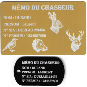 Gravure Laser Mémo tireur sportif (FFT ou FFBT) + Porté clé TAG