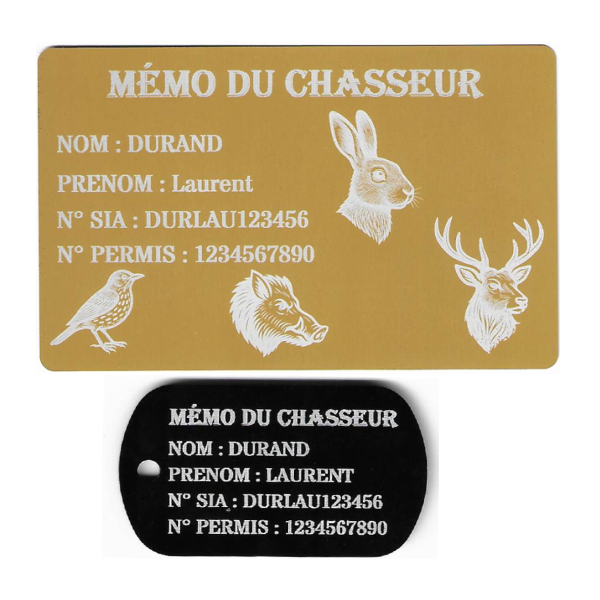 Gravure Laser Mémo tireur sportif (FFT ou FFBT) + Porté clé TAG
