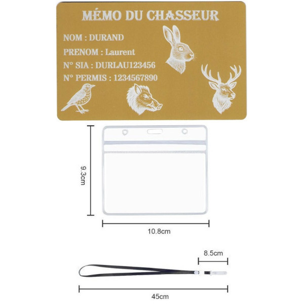 Mémo tireur sportif FFT ou FFBT en aluminium gravé au laser Recto