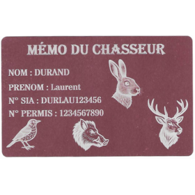 Mémo tireur sportif FFT ou FFBT en aluminium gravé au laser Recto