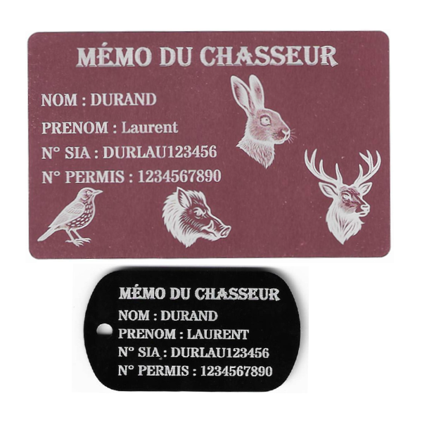 Gravure Laser Mémo tireur sportif (FFT ou FFBT) + Porté clé TAG