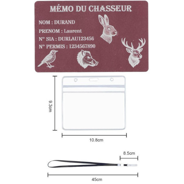 Mémo tireur sportif FFT ou FFBT en aluminium gravé au laser Recto