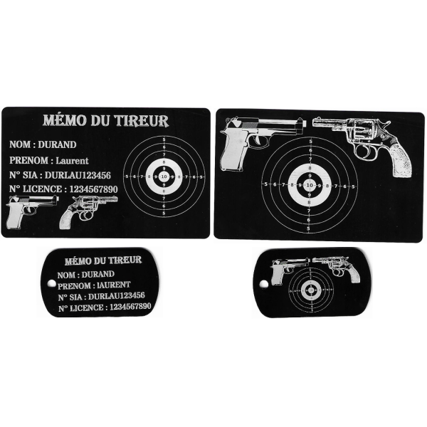 Gravure Laser Mémo tireur sportif (FFT ou FFBT) + Porté clé TAG R/V