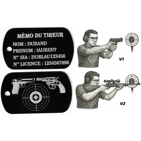 Mémo tireur porte-clé TAG militaire FFT ou FFBT en aluminium gravé R/V
