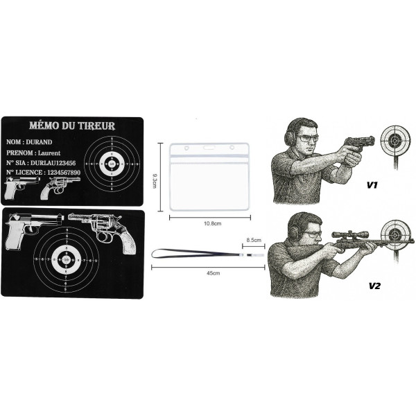 Mémo tireur sportif FFT ou FFBT en aluminium gravé au laser R / V