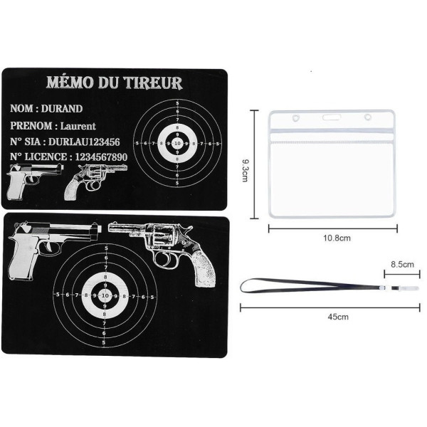 Mémo tireur sportif FFT ou FFBT en aluminium gravé au laser R / V