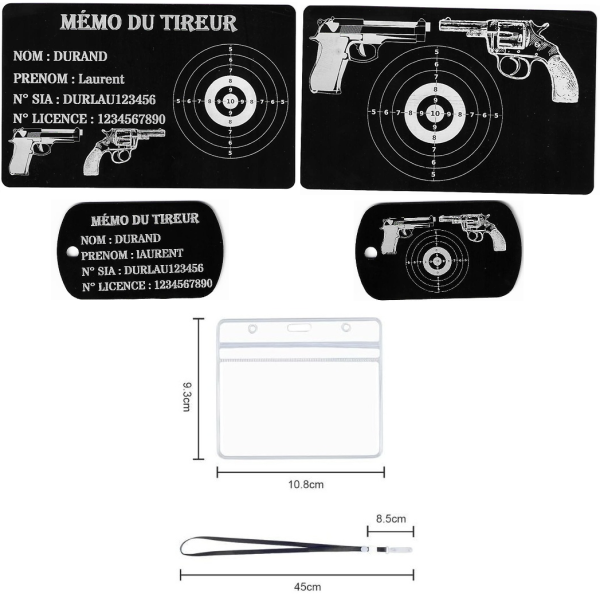 Gravure Laser Licence Tir Sportif FFTir + Porte clé TAG Militaire Noir