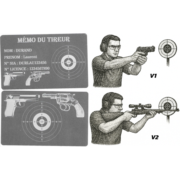 Mémo tireur sportif FFT ou FFBT en aluminium gravé au laser R / V