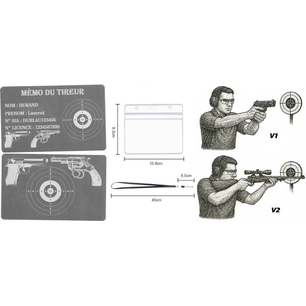 Mémo tireur sportif FFT ou FFBT en aluminium gravé au laser R / V