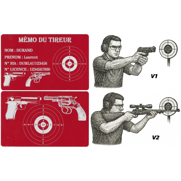 Mémo tireur sportif FFT ou FFBT en aluminium gravé au laser R / V