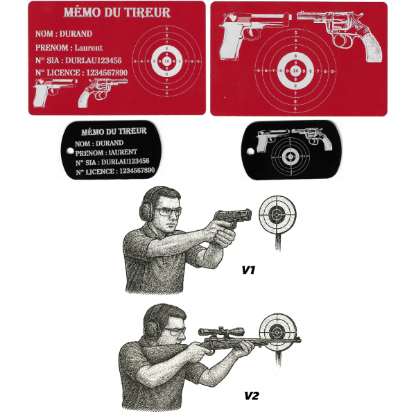 Gravure Laser Mémo tireur sportif (FFT ou FFBT) + Porté clé TAG R/V