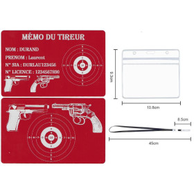 Mémo tireur sportif FFT ou FFBT en aluminium gravé au laser R / V