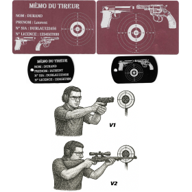 Gravure Laser Mémo tireur sportif (FFT ou FFBT) + Porté clé TAG R/V