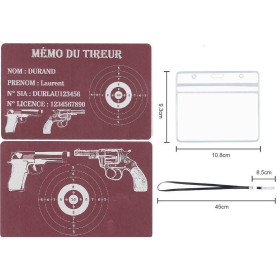 Mémo tireur sportif FFT ou FFBT en aluminium gravé au laser R / V