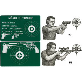 Mémo tireur sportif FFT ou FFBT en aluminium gravé au laser R / V