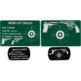 Gravure Laser Mémo tireur sportif (FFT ou FFBT) + Porté clé TAG R/V