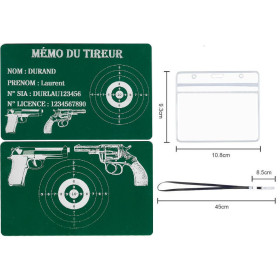 Mémo tireur sportif FFT ou FFBT en aluminium gravé au laser R / V