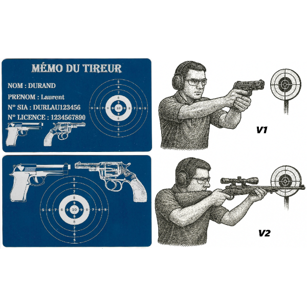 Mémo tireur sportif FFT ou FFBT en aluminium gravé au laser R / V