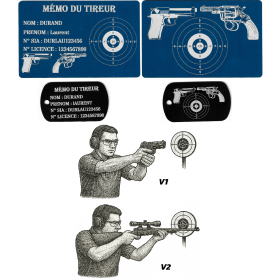 Gravure Laser Mémo tireur sportif (FFT ou FFBT) + Porté clé TAG R/V