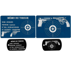 Gravure Laser Mémo tireur sportif (FFT ou FFBT) + Porté clé TAG R/V