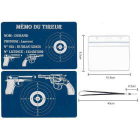 Mémo tireur sportif FFT ou FFBT en aluminium gravé au laser R / V