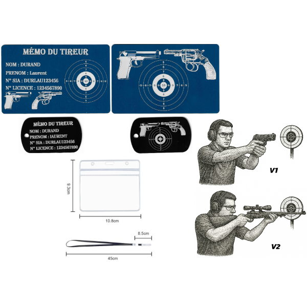 Gravure Laser Licence Tir Sportif FFTir + Porte clé TAG Militaire Noir