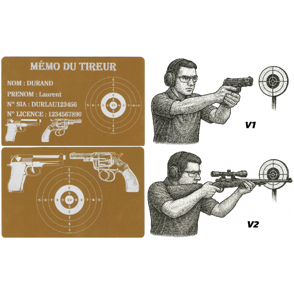 Mémo tireur sportif FFT ou FFBT en aluminium gravé au laser R / V