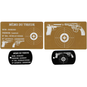 Gravure Laser Mémo tireur sportif (FFT ou FFBT) + Porté clé TAG R/V