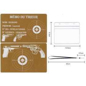 Mémo tireur sportif FFT ou FFBT en aluminium gravé au laser R / V
