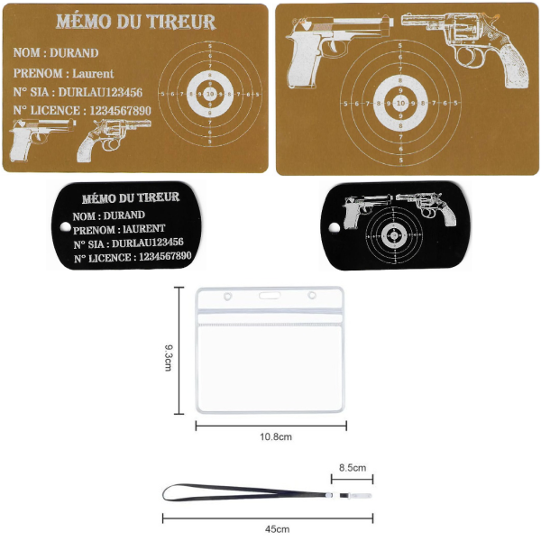 Gravure Laser Licence Tir Sportif FFTir + Porte clé TAG Militaire Noir