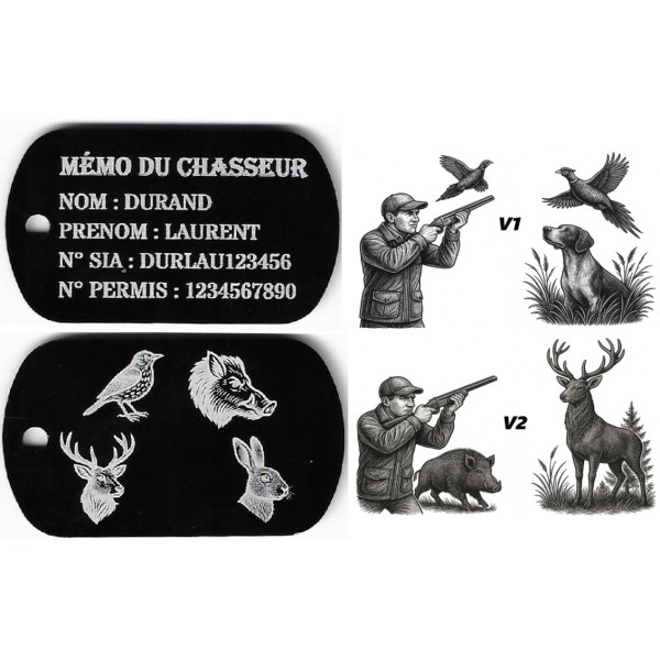 Mémo tireur porte-clé TAG militaire FFT ou FFBT en aluminium gravé R/V