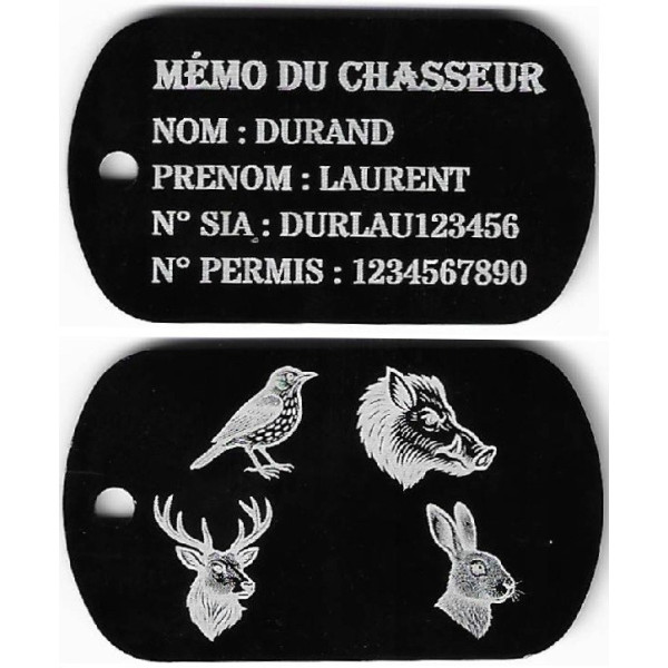 Mémo tireur porte-clé TAG militaire FFT ou FFBT en aluminium gravé R/V