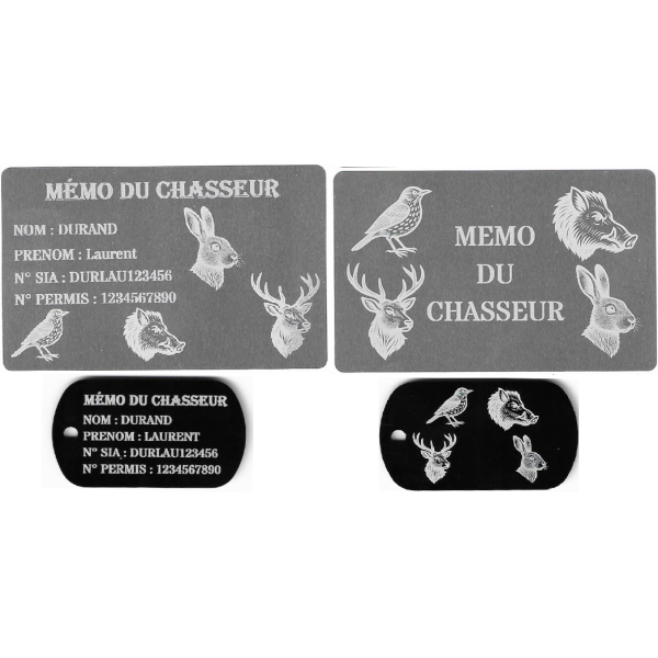Gravure Laser Mémo tireur sportif (FFT ou FFBT) + Porté clé TAG R/V
