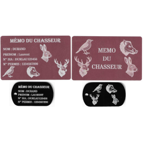 Gravure Laser Mémo tireur sportif (FFT ou FFBT) + Porté clé TAG R/V