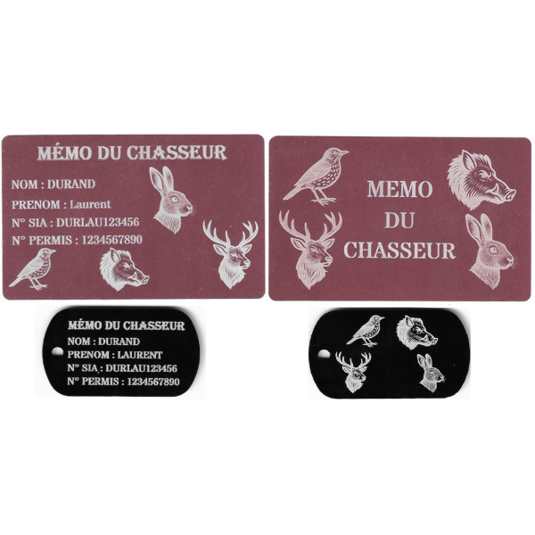 Gravure Laser Mémo tireur sportif (FFT ou FFBT) + Porté clé TAG R/V