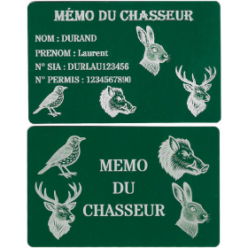 Mémo tireur sportif FFT ou FFBT en aluminium gravé au laser R / V