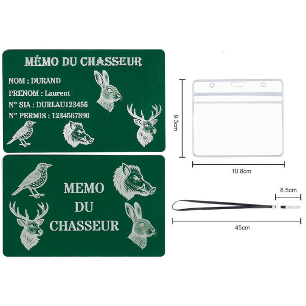 Mémo tireur sportif FFT ou FFBT en aluminium gravé au laser R / V