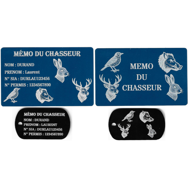Gravure Laser Mémo tireur sportif (FFT ou FFBT) + Porté clé TAG R/V