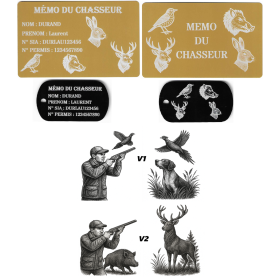 Gravure Laser Mémo tireur sportif (FFT ou FFBT) + Porté clé TAG R/V