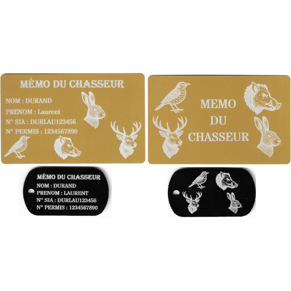 Gravure Laser Mémo tireur sportif (FFT ou FFBT) + Porté clé TAG R/V