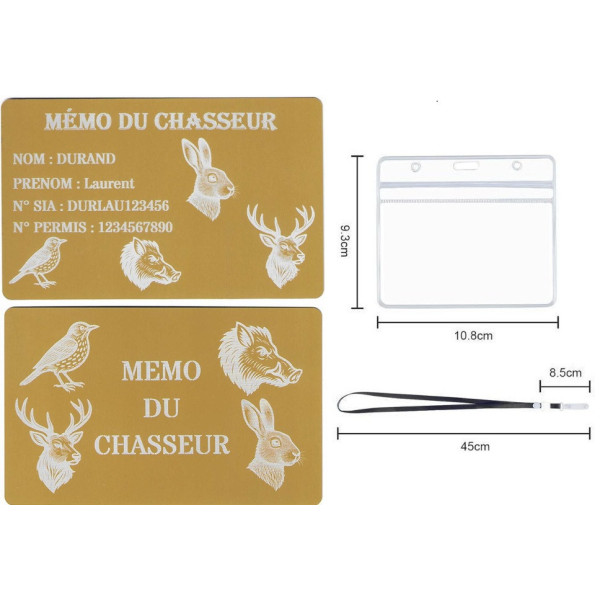 Mémo tireur sportif FFT ou FFBT en aluminium gravé au laser R / V