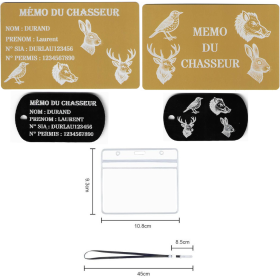 Gravure Laser Licence Tir Sportif FFTir + Porte clé TAG Militaire Noir