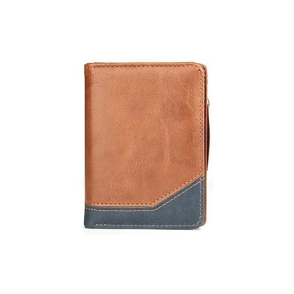Portefeuille Homme Cuir PU Marron Vintage - Porte-carte Compact