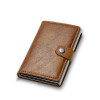 Porte-carte marron cuir PU avec extraction automatique