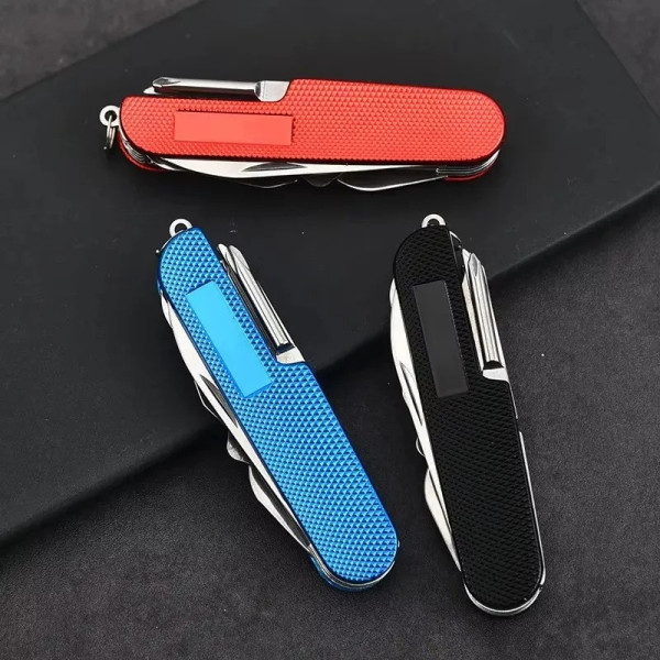 Couteau multifonction 11 en 1 bleu en inox personnalisable – Camping