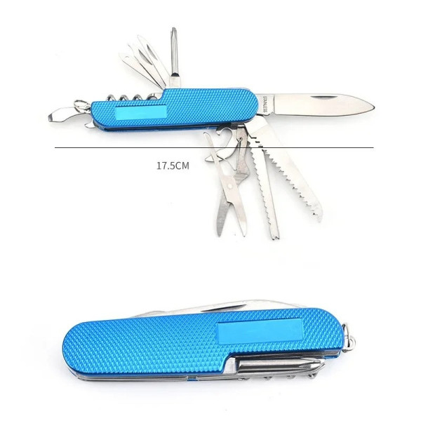 Couteau multifonction 11 en 1 noir en inox personnalisable – Camping