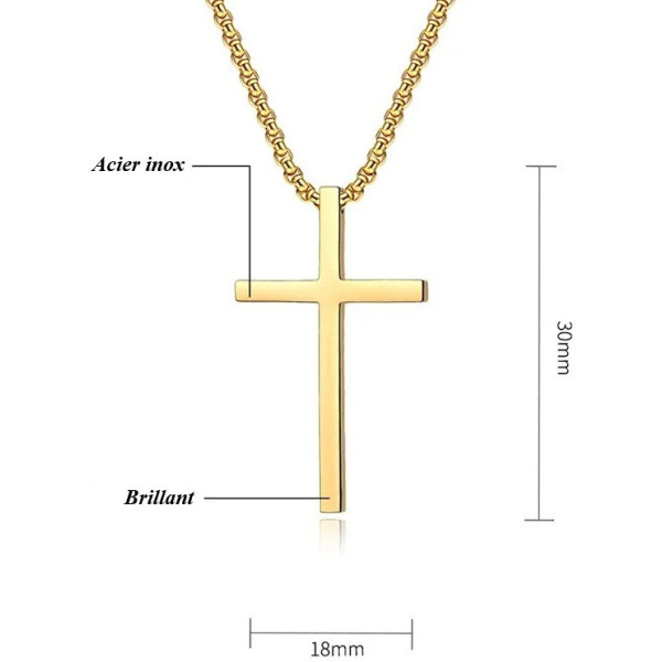 Collier Croix Chrétienne Dorée en Acier Inoxydable Personnalisable